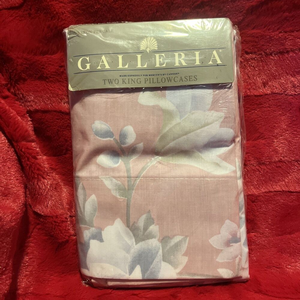 VTG Mervyn's Galleria No Iron Percale King Pillowcases Set of 2 Juliette Pink